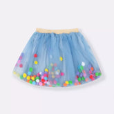 Saia Tule Pompom Azul - Minibossa